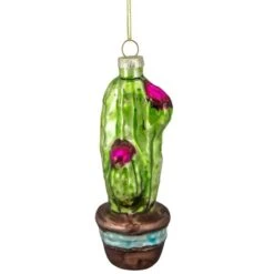 Northlight Green And Pink Potted Cactus Glass Ornament -Michaels Store D491059S 3