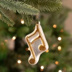 Northlight Gold & White Eighth Note Music Symbol Glass Ornament -Michaels Store D491061S 12