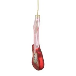 Northlight Red & Silver Bass Guitar Glass Ornament 12 Northlight Red & Silver Bass Guitar Glass Ornament -Michaels Store D491062S 2