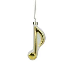 Northlight Gold & White Sixteenth Note Music Symbol Glass Ornament