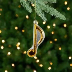 Northlight Gold & White Sixteenth Note Music Symbol Glass Ornament -Michaels Store D491065S 12