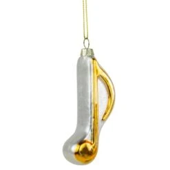 Northlight Gold & White Sixteenth Note Music Symbol Glass Ornament -Michaels Store D491065S 15