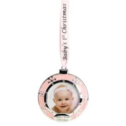 Northlight Pink & Silver Baby's First Christmas Crystal Embellished Photo Ornament -Michaels Store D491066S 11