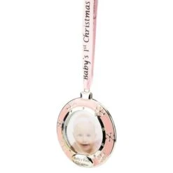 Northlight Pink & Silver Baby's First Christmas Crystal Embellished Photo Ornament -Michaels Store D491066S 13
