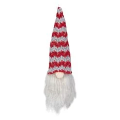Northlight 8" Red & Gray Knit Gnome Head LED Ornament
