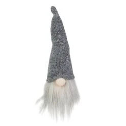 Northlight 8" Metallic Gray Knit Gnome Head LED Ornament