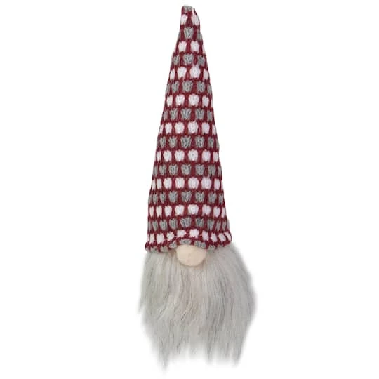 Northlight 8" Red, White & Gray Knit Gnome Head LED Ornament 1 Northlight 8" Red, White & Gray Knit Gnome Head LED Ornament