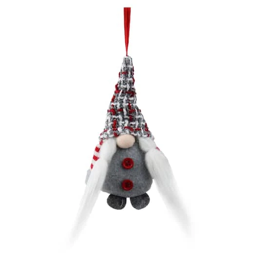 Northlight 6" Gray & Red Plaid Santa's Helper Gnome Hat Knit Ornament 1 Northlight 6" Gray & Red Plaid Santa's Helper Gnome Hat Knit Ornament