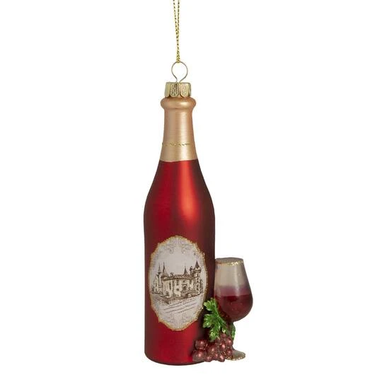 Northlight 6" Matte Red Wine Country Glass Bottle Christmas Ornament 2 Northlight 6" Matte Red Wine Country Glass Bottle Christmas Ornament - Image 2