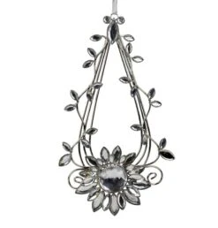 7" Silver Flower Jeweled Teardrop Christmas Ornament 5 7" Silver Flower Jeweled Teardrop Christmas Ornament -Michaels Store D491090S 2
