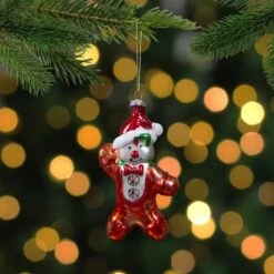 Northlight 5" Gingerbread Man With Santa Hat Hanging Glass Christmas Ornament 8 Northlight 5" Gingerbread Man With Santa Hat Hanging Glass Christmas Ornament -Michaels Store D491096S 2