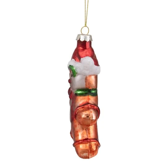 Northlight 5" Gingerbread Man With Santa Hat Hanging Glass Christmas Ornament 5 Northlight 5" Gingerbread Man With Santa Hat Hanging Glass Christmas Ornament - Image 5