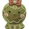 Northlight 5.5" Glittered Green & Red Shatterproof Gingerbread Head Christmas Ornament