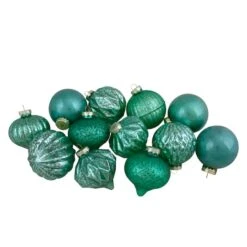 Northlight 12ct. 3" Glitter & Matte Green Finial & Glass Ball Christmas Ornaments -Michaels Store D491099S 11
