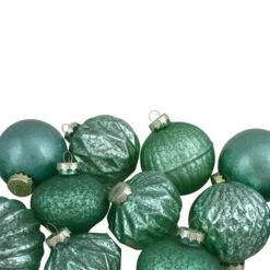 Northlight 12ct. 3" Glitter & Matte Green Finial & Glass Ball Christmas Ornaments -Michaels Store D491099S 12