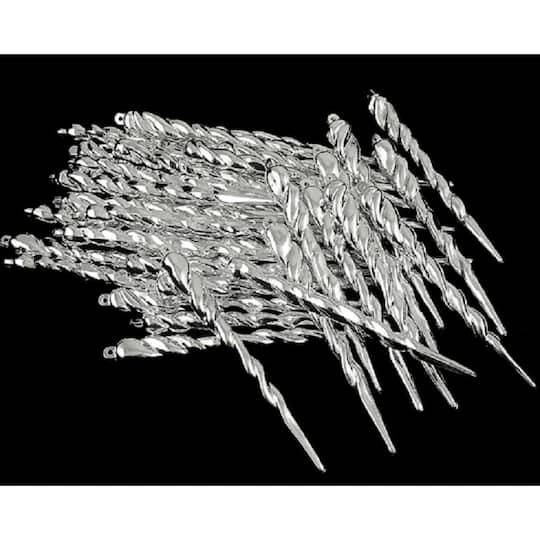 Northlight 36ct. 5" Shiny Silver Splendor Shatterproof Icicle Christmas Ornaments 1 Northlight 36ct. 5" Shiny Silver Splendor Shatterproof Icicle Christmas Ornaments