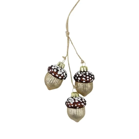 Northlight 9" Shiny Brown And Gold Trio Of Acorns Glass Ornament 2 Northlight 9" Shiny Brown And Gold Trio Of Acorns Glass Ornament - Image 2