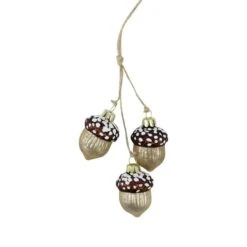 Northlight 9" Shiny Brown And Gold Trio Of Acorns Glass Ornament