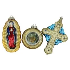 Northlight Shiny Gold Religious Figurine Glass Ornaments, Set Of 3