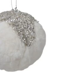 Northlight 4.25" White And Silver Faux Fur Ball Ornament 9 Northlight 4.25" White And Silver Faux Fur Ball Ornament -Michaels Store D491130S 4