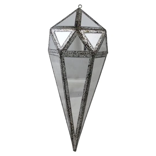 Northlight 10.5" Silver And Clear Mirrored Geometric Framed Drop Ornament 2 Northlight 10.5" Silver And Clear Mirrored Geometric Framed Drop Ornament - Image 2