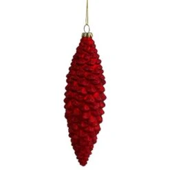Northlight Matte Red Pine Cone Glass Ornament