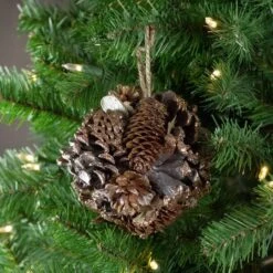Northlight 5" Glitter Copper Pine Cone And Leaves Round Ornament -Michaels Store D491143S 12