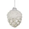 Northlight 3.5" Silver Frosted Pine Cone Glass Christmas Ornament