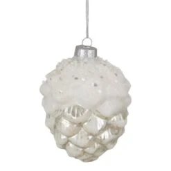 Northlight 3.5" Silver Frosted Pine Cone Glass Christmas Ornament