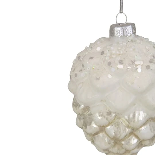 Northlight 3.5" Silver Frosted Pine Cone Glass Christmas Ornament 7 Northlight 3.5" Silver Frosted Pine Cone Glass Christmas Ornament - Image 7