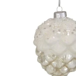 Northlight 3.5" Silver Frosted Pine Cone Glass Christmas Ornament 10 Northlight 3.5" Silver Frosted Pine Cone Glass Christmas Ornament -Michaels Store D491145S 2