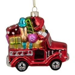 Northlight 4" Red Fire Truck With Santa & Presents Glass Christmas Ornament -Michaels Store D491146S 4
