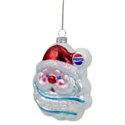 Northlight 4.5" Blue & Red Glittered Santa Claus Head Pepsi Christmas Ornament -Michaels Store D491147S 4