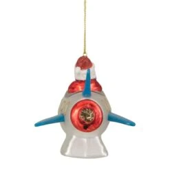 Northlight 4.5" Santa In A Silver Rocket Ship Glass Christmas Ornament -Michaels Store D491148S 4