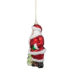 Northlight 5.5" Red Classic Santa With Tree Hanging Glass Christmas Ornament -Michaels Store D491149S 3