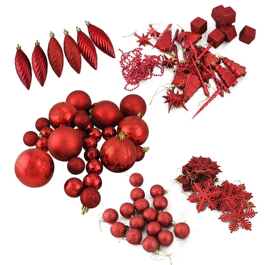Northlight 125ct. 5.5" Apple Red Shatterproof 3-Finish Christmas Ornaments 2 Northlight 125ct. 5.5" Apple Red Shatterproof 3-Finish Christmas Ornaments - Image 2