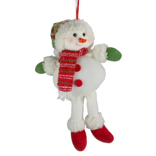 Northlight 13" Jolly Smiling Plush Snowman Hanging Christmas Ornament 1 Northlight 13" Jolly Smiling Plush Snowman Hanging Christmas Ornament