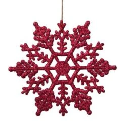 Northlight 24ct. 4" Berry Red Glitter Snowflake Christmas Ornaments -Michaels Store D491159S 3