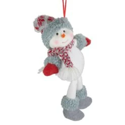 Northlight 14" Gray & Red Plush Snowman Hanging Christmas Ornament -Michaels Store D491160S 2