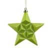 12ct. 5" Matte Green Kiwi Glittered Star Shatterproof Christmas Ornaments