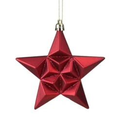 12ct. 5" Glitter Matte Red & Gold Star Shatterproof Christmas Ornaments