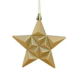 12ct. 5" Glitter & Matte Vegas Gold Shatterproof Christmas Star Ornaments