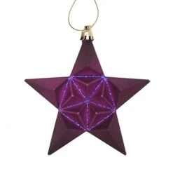 12ct. 5" Glitter & Matte Purple Shatterproof Star Christmas Ornaments