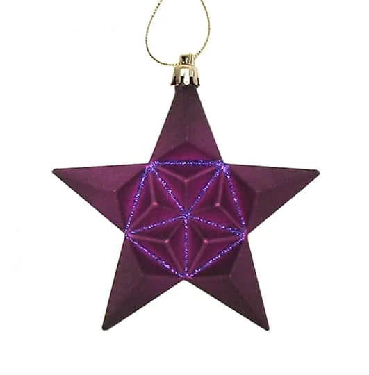 12ct. 5" Glitter & Matte Purple Shatterproof Star Christmas Ornaments 1 12ct. 5" Glitter & Matte Purple Shatterproof Star Christmas Ornaments