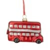Northlight 4" Shiny Metallic Red & Silver Glass Double Decker Bus Christmas Ornament