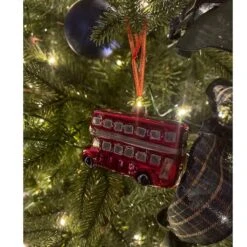 Northlight 4" Shiny Metallic Red & Silver Glass Double Decker Bus Christmas Ornament -Michaels Store D491173S 16