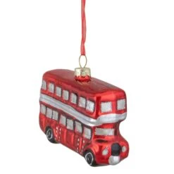 Northlight 4" Shiny Metallic Red & Silver Glass Double Decker Bus Christmas Ornament -Michaels Store D491173S 3