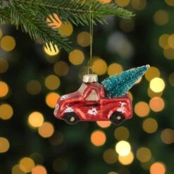 Northlight 4" Red Metallic Truck With A Sisal Tree Glass Christmas Ornament -Michaels Store D491175S 12