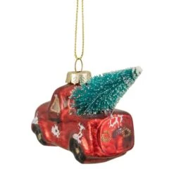 Northlight 4" Red Metallic Truck With A Sisal Tree Glass Christmas Ornament -Michaels Store D491175S 4