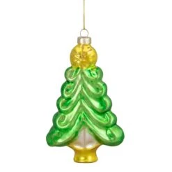 Northlight 5" Pearl & Glitter Green & Gold Glass Christmas Tree Hanging Ornament -Michaels Store D491177S 11